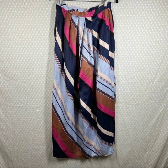 Anthropologie Maeve Striped Satin Balloon High Rise Pants‎ - Picture 8 of 9
